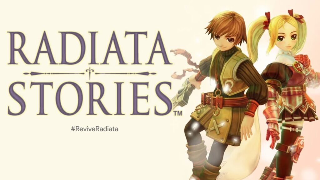 Radiata Stories PS2 Game art characters with logo